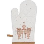 Clayre & Eef Kind Ovenwant  12x21 cm Beige Bruin Katoen Katten Ovenhan...