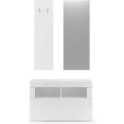 SET 3 stuks met klein meubel, wandkapstok en spiegel Basic - H165 cm