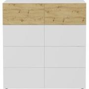 Buffet 8 laden glanzend wit en eikenhouten decor Belm 5 - L109 x H115 ...