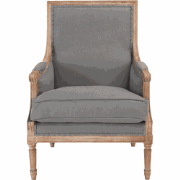 Bergère van massief eikenhout en stof L68 cm - LOUIS XVI