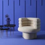 Draaibare fauteuil in écru stof L82 cm - TREFLE