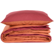 Dekbedovertrek Percal Katoen Oranje/ Rood 200x220cm + 2/60x70cm