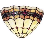 LumiLamp Wandlamp Tiffany  30x14x20 cm  Beige Bruin Glas Driehoek Roos...