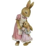 Clayre & Eef Beeld Konijn 9x8x17 cm Bruin Roze Polyresin Woonaccessoir...