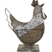 Clayre & Eef Eierhouder Kip 34x16x41 cm Bruin Beige Hout Metaal Eierma...