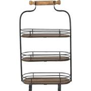 Clayre & Eef Etagère 3 laags  51 cm Zwart Bruin Ijzer Hout Ovaal