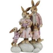 Clayre & Eef Beeld Konijn 11x6x18 cm Roze Beige Polyresin Woonaccessoi...