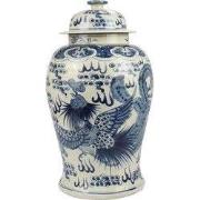 Fine Asianliving Chinese Gemberpot Blauw Wit Porselein Handgeschilderd
