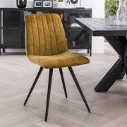 Set van 4 Eetkamerstoelen Sadie Velvet Geel - Zonder Armleuningen