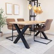 Eettafel Lenzo Rustiek Eiken - Zwarte X-poot
