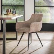 Set van 2 Moderne Eetkamerstoelen Bouclé Luciano - Stof - Met Armleuni...