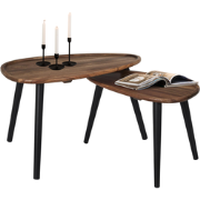 MISOU Bijzettafel - Set van 2 - Acacia Hout - Driehoekig - Salontafels...