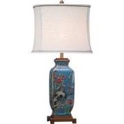 Fine Asianliving Oosterse Tafellamp Porselein Blauw Handgeschilderd