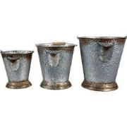 Clayre & Eef Decoratie Emmer Set van 3  Ø 26x28 cm Grijs Bruin Ijzer E...