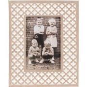 Clayre & Eef Fotolijst  10x15 cm Wit Bruin Hout Glas Rechthoek Fotokad...