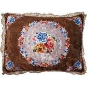 Clayre & Eef Sierkussen 70x50x6 cm Bruin Synthetisch Bloemen Kussenhoe...