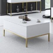 Rechthoekige Salontafel Wit Lord 90x60 - Gouden Frame