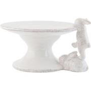 Clayre & Eef Taartplateau op voet  16x14x9 cm Wit Keramiek Rond Haas E...