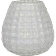 Clayre & Eef Theelichthouder  Ø 10x10 cm Wit Glas Rond Waxinelichthoud...