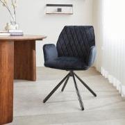 Draaibare Eetkamerstoel Zwart Velvet Novan – 180° Draaibaar
