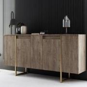 Modern Dressoir Walnoot Luxe 160x80x35 - Gouden Frame