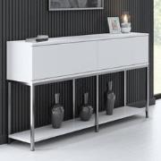 Modern Dressoir Wit Lord  150x30x80 - Zilver Frame - Twee Vakken