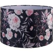 Clayre & Eef Lampenkap  Ø 45x28 cm Zwart Wit Textiel Rond Bloemen Stof...