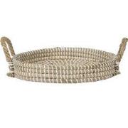 Kolibri Home | Decoratieschaal - Wit gevlochten dienblad Ø30cm