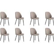 Lewis & Loft Eetkamerstoelen Lola - Polyester - Staal - Grijs - Set va...