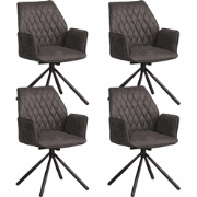 Set van 4 Draaibare Eetkamerstoelen Novan Industrieel Antraciet Stof –...