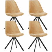 Set van 4 Eetkamerstoelen Jace Velvet Beige - Zonder Armleuningen