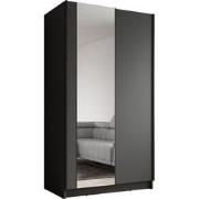 Meubella Kledingkast Salta - Zwart - 100 cm - Met spiegel