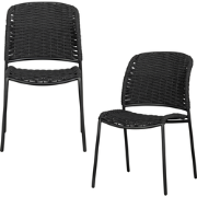 WOOOD Taku Tuinstoel Zonder Armleuning - Textileen - Zand - Set van 2
