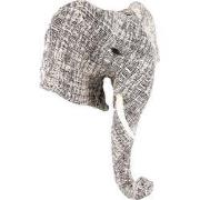 Clayre & Eef Wanddecoratie Olifant 40 cm Wit Zwart Papier Ijzer Textie...