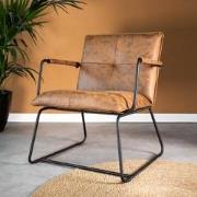 Industriële fauteuil Hailey cognac ecoleder