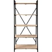 Clayre & Eef Boekenrek  90x47x191 cm Zwart Hout Ijzer Rechthoek Opberg...