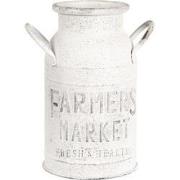 Clayre & Eef Decoratie Melkbus  18x15x27 cm Wit Metaal Rond Farmers Ma...