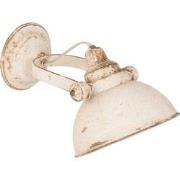 Clayre & Eef Wandlamp  21x30x19 cm  Wit Ijzer Rond Muurlamp