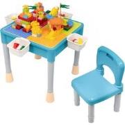 Decopatent® - Kindertafel met 1 Stoeltje - Speeltafel met bouwplaat en...