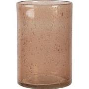 Clayre & Eef Theelichthouder  Ø 10x15 cm Roze Glas Rond Waxinelichthou...