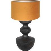 Anne Lighting - tafellamp - Lyons - zwart - hout velours stof - Ø 40cm...
