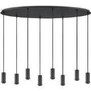 Metaal kroonluchter - Industrie hanglamp - Zwart - Met 8 pcs lampvoete...