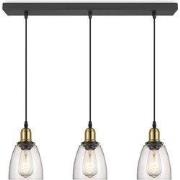 Metalen Hanglamp - Inclusief 3 Glazen Lampenkap - Helder - Ø65 x 128 c...