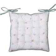 Clayre & Eef Stoelkussen Foam  40x40 cm Wit Groen Katoen Vierkant Bloe...