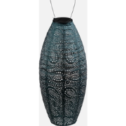 Solar lampion long oval paisley 20 cm zeeblauw