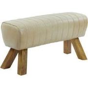 Light&living Bankje 90x31x46 cm RAMY leer zand+hout naturel