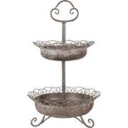 Clayre & Eef Etagère 2 laags  Ø 37x61 cm Bruin IJzer