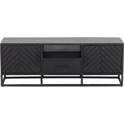 Tv Meubel Zwart Visgraat - Mangohout - 140cm - Kast Isa