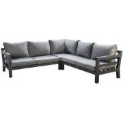 Loungeset Midori hoekset Donkergrijs frame, Grijze kussens