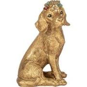 Clayre & Eef Decoratie Beeld Hond 13x13x21 cm Goudkleurig Kunststof